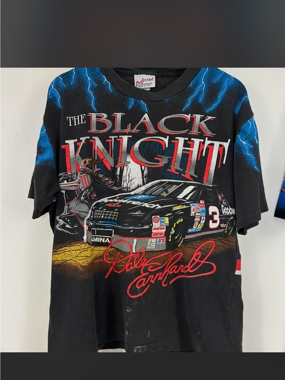 Vintage The Black Knight Dale Earnhardt AOP Single Stitch Rare T Shirt Large